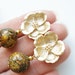 Amber earrings from natural Baltic amber, matt finish gold plated flowers, silver sterling 925 posts