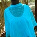 SALE vintage 1970s dress - long aqua empire waist maxi w/ sheer rhinestone cape