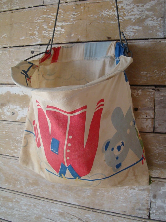 Vintage Clothes Pin Bag Adorable Cotton