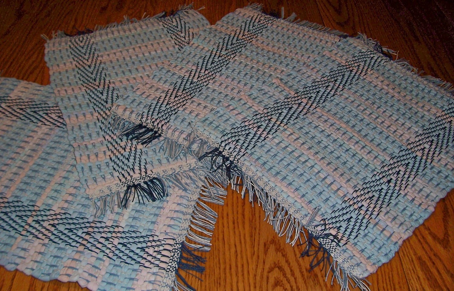 Pastel placemats woven rag rug style Made in by BackPorchCountry
