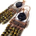 Starry Night Sunflower earrings large unique earrings Vincent Van Gogh jewelry rustic copper earrings dangle beadwork earrings