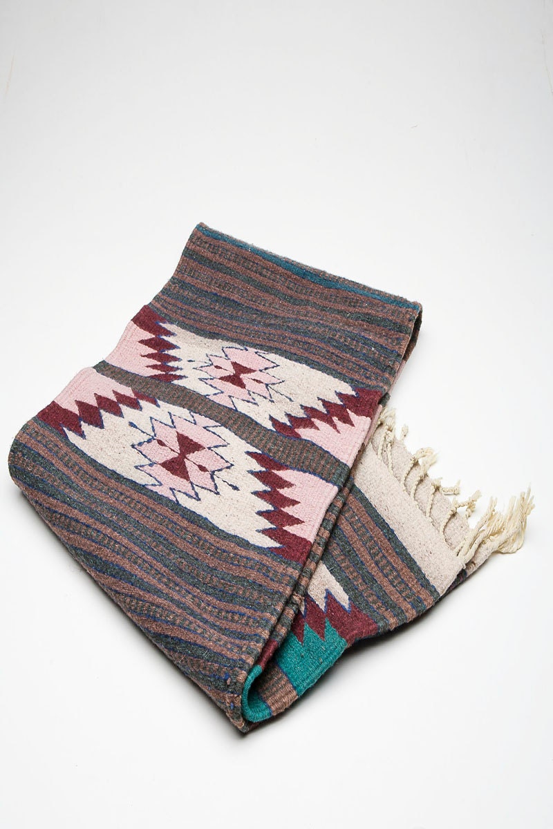 Vintage Southwestern Woven Wool Navajo Rug Table Runner