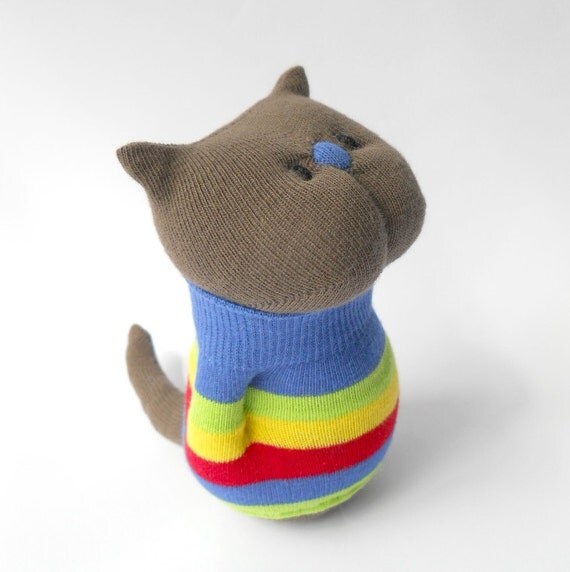 stuffed animal toy cat kitten sock animal by TreacherCreatures