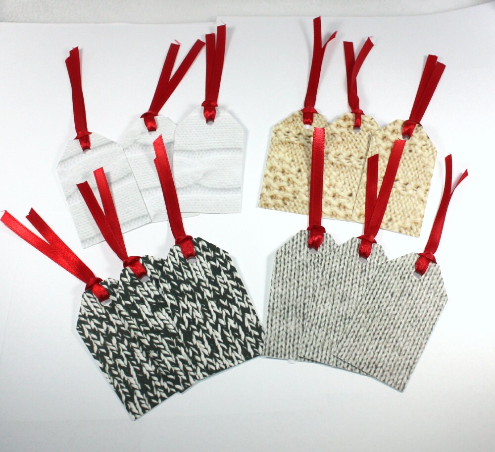 Sweater Gift Tags Set of 12 knit jumper cable label