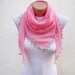 Handmade Traditional Turkish Fabric Scarf-Crochet Oya-pink-triangle