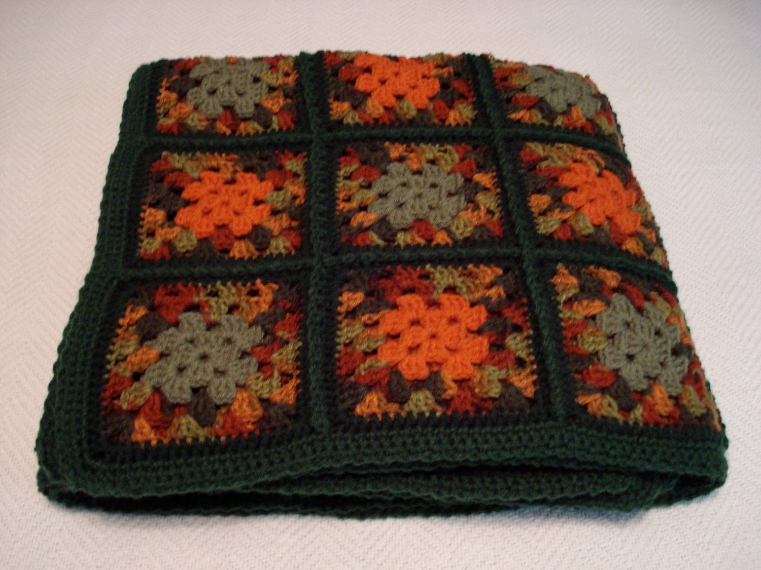Fall Festival Autumn Colors Crochet Granny Square Afghan in
