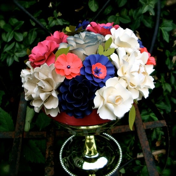 Items similar to The Cake Topper Centerpiece Handmade Paper Flowers