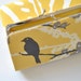 Sparrows in Vintage Yellow -- Small flat clutch purse
