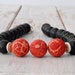 Black Lava Rock Necklace - Red Coral - Santorini Necklace - Red and Black - Statement Necklace - High Fashion - Fine Jewelry - Spring 2013