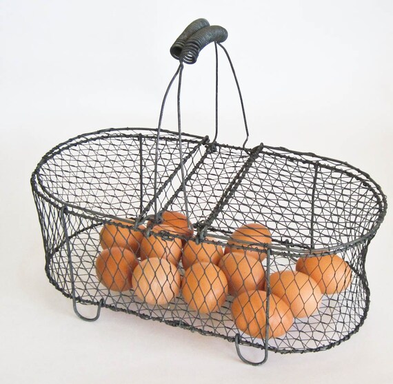 Chicken Wire Egg Basket Two Sided Basket
