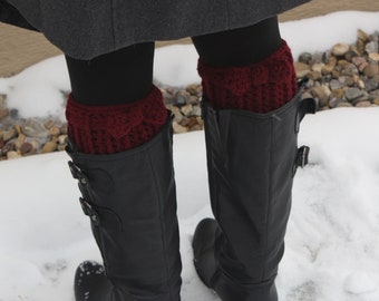Bow Boot Cuffs pdf PATTERN (digital download), size small to large, ribbed boot toppers to crochet,