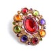 Vintage Multi Colored Gold Toned Brooch Pendant