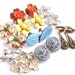 Bright Vintage Clip On Earring Lot - Gold Tone Costume Jewelry / Bold Summer Colors