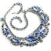 SALE -Vintage Blue Rhinestone Necklace - Silver Tone Aurora Borealis Costume Jewelry / Icy Blues