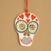 Sugar Skull Decoration Two-Sided Ceramic Ornament Hand Painted Day of the Dead
