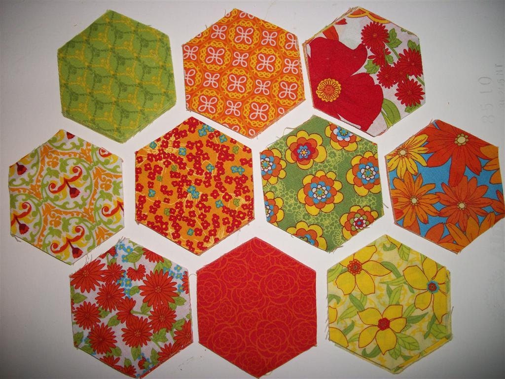Colorful Fabric Hexagon Charm Pack 120 Piece Fabric Hexagon