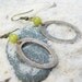 Leap of Faith Earrings - green stone - antique brass / gold hoop - clearance sale