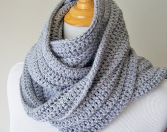 Crochet Scarf, Unisex Scarf, Extra-long Scarf, Grey Scarf, Urban Scarf, Hipster Scarf