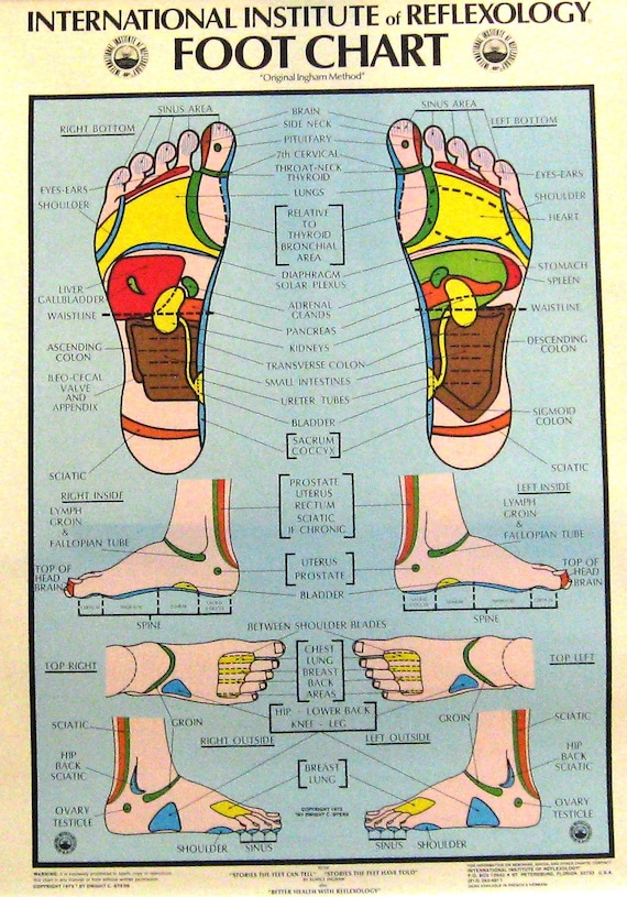 Items Similar To Vintage Reflexology Foot Chart Graphics Medical 