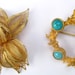 Vintage Lot of 2 Brooches Napier DeNicola Flower Leaf Faux Coral and Turquoise Dimensional Large
