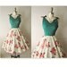 50's Floral Dress // Vintage 1950's Pink Rose Print Cotton Garden Party Summer Dress S