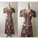 40's Floral Gown // Vintage 1940's Vibrant Floral Print Dressing Gown House Dress Robe S M