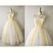 50's Wedding Dress // Vintage 1950's Embroidered White Chiffon Strapless Wedding Dress Gown XS
