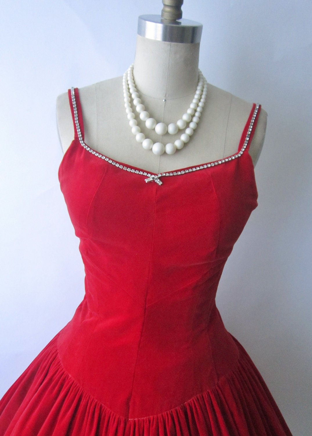 50s Cocktail Dress Vintage 1950s Red Velvet