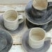 cream and grey textured mugs 2 and saucers lovely size for coffee lovers