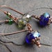 Handmade Cobalt Blue Silver Foil Lamp Work Beads and Copper Earrings Movement Dangles