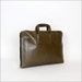 SALE olive brown leather portfolio case / zipper top handle satchel bag