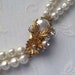 1950's Double Strand Faux Pearl Necklace with Ornate Clasp