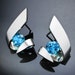 Swiss blue topaz earrings - December birthstone - Argentium silver- eco-friendly - wedding - gemstone earrings - 2440