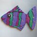 Torn Stripe 3D Large Fish Magnet or Wall Art in Purple, Green and Pink Polymer Clay