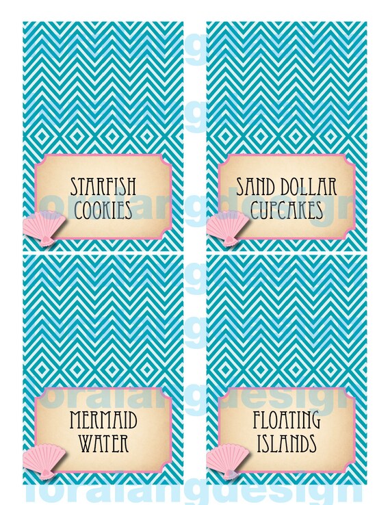 diy printable vintage mermaid food labels