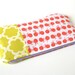 summer clutch in vintage bikes / summer fashion / bridesmaid / orange and chartreuse / cosmetic bag