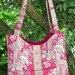 Pink and Green Floral and Vertical Striped Tote with Matching Pocket Tissue Holder