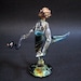 Glass Merman Sculpture, Blonde Hair Neptune with Morey eel