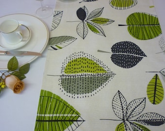 Lime Green Table Runner Modern Funky Designer Floral Cotton Over 6ft (2mts long-78")