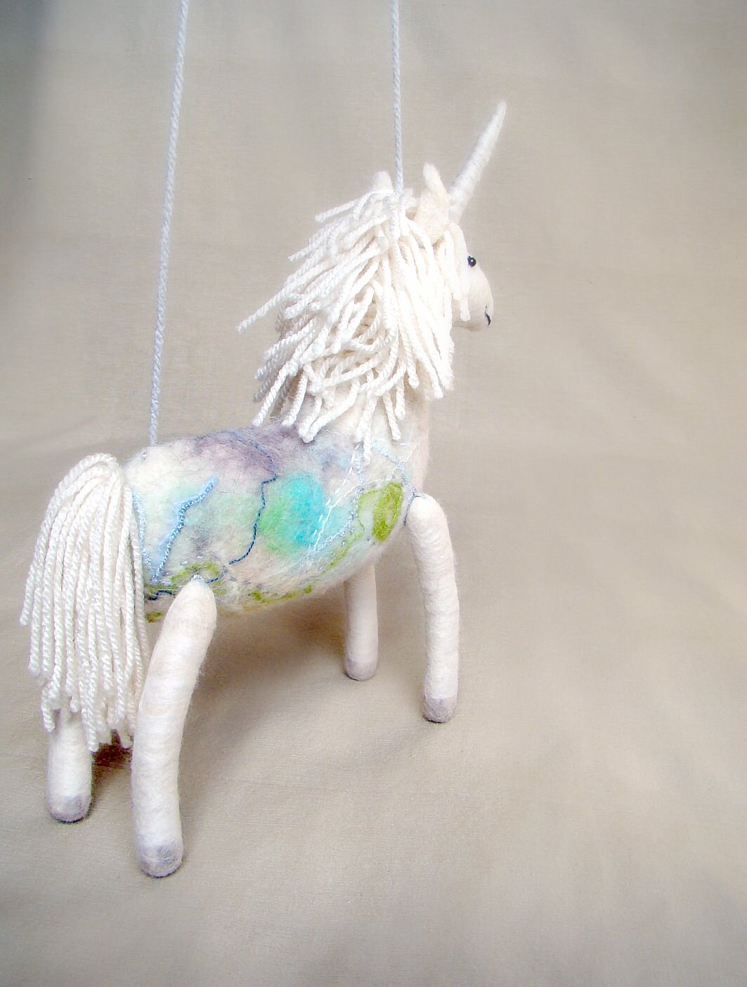 Unicorn Art Toy Soft sculpture Felted horse felted.