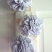 Dusty Light Blue Flower Pom Pom Ornaments- Flower Pom Pom Garland- Set of 3