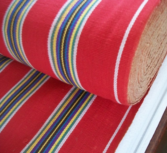 Vintage French 1930's Striped Canvas Weave Fabric deck