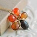 Autumn Gemstone Necklace Semiprecious Stone Carnelian Hessonite Garnet Smoky Quartz Wire Wrapped Flower Gold Jewelry Complimentary Shipping