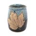 Stoneware Pottery Mug with Leaf