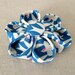 Kanzashi Flower Brooch Pin - Retro Blue Swallows Print Fabric Corsage