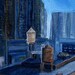 New York City Pair of Water Tanks Original Acrylic (11x14) Painting by Paul Piasecki