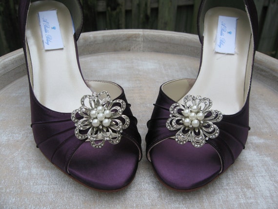 Vintage Inspired Purple Eggplant Bridal Shoes with by ABiddaBling