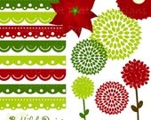 25% OFF SALE Christmas Flowers and Borders Clip Art - Personal or Commercial Use - Mistletoe Il_170x135