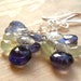 Cluster Earrings Gemstone Jewelry Blue Topaz, Iolite, Prehnite, Sterling Silver Long Dangling Earrings