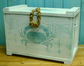 Crab Crate Side Table Trunk Chest Box Small by CastawaysHall